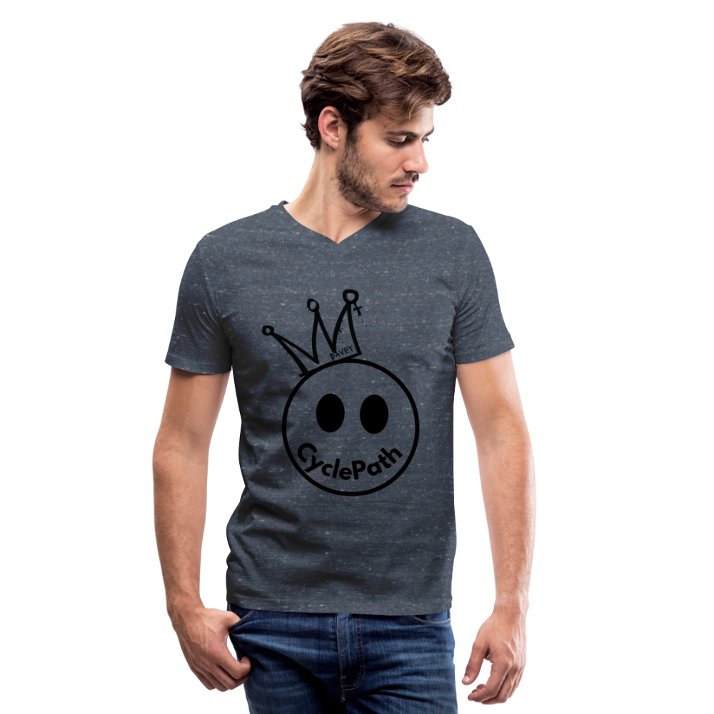 CyclePath "Smiles 4 Miles" Men's V-Neck T-Shirt - heather navy