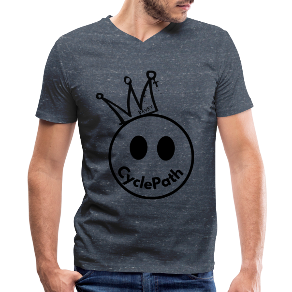 CyclePath "Smiles 4 Miles" Men's V-Neck T-Shirt - heather navy