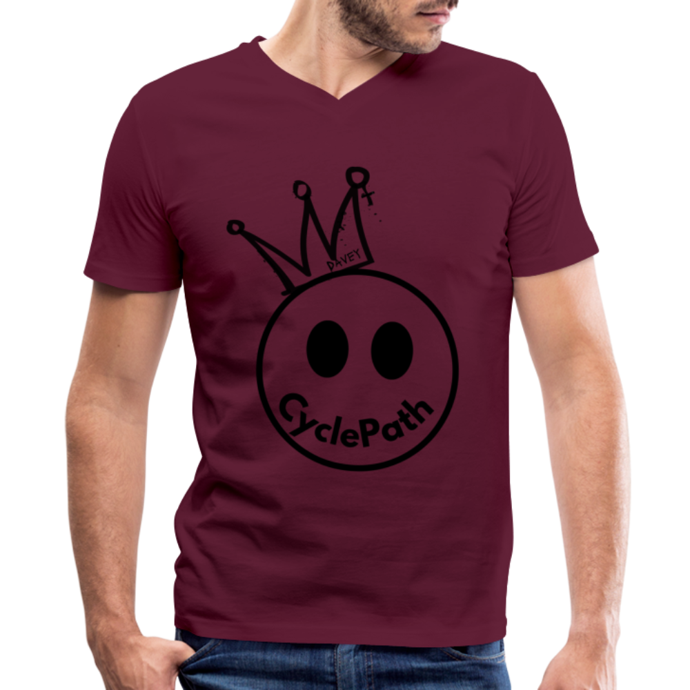 CyclePath "Smiles 4 Miles" Men's V-Neck T-Shirt - maroon