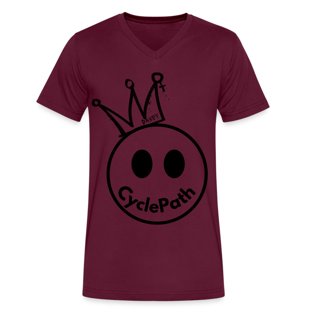 CyclePath "Smiles 4 Miles" Men's V-Neck T-Shirt - maroon