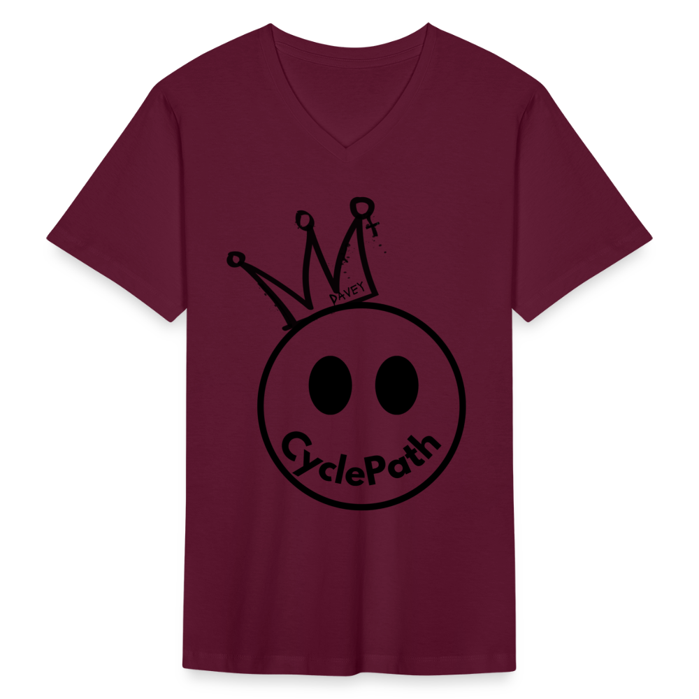 CyclePath "Smiles 4 Miles" Men's V-Neck T-Shirt - maroon
