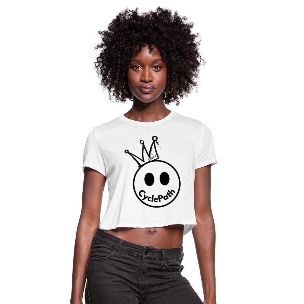 CyclePath "Smiles 4 Miles" Women's Cropped T-Shirt - white