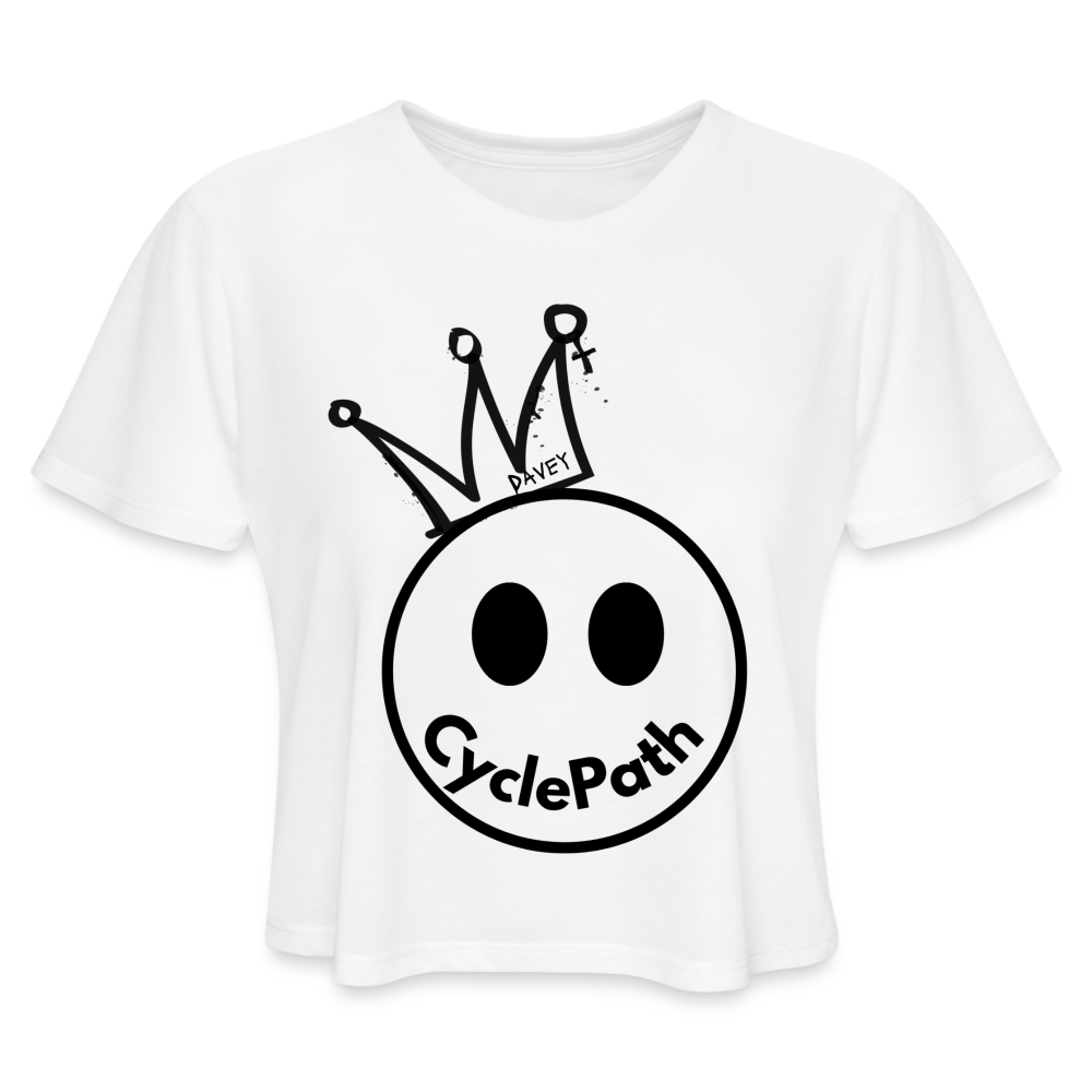 CyclePath "Smiles 4 Miles" Women's Cropped T-Shirt - white