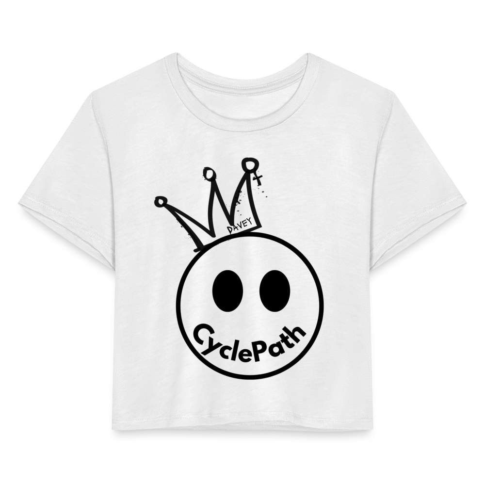 CyclePath "Smiles 4 Miles" Women's Cropped T-Shirt - white