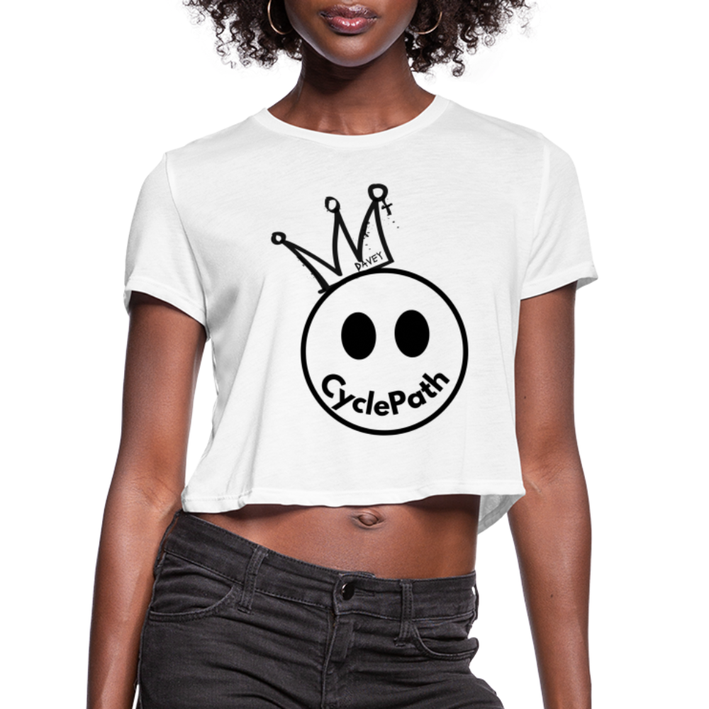 CyclePath "Smiles 4 Miles" Women's Cropped T-Shirt - white