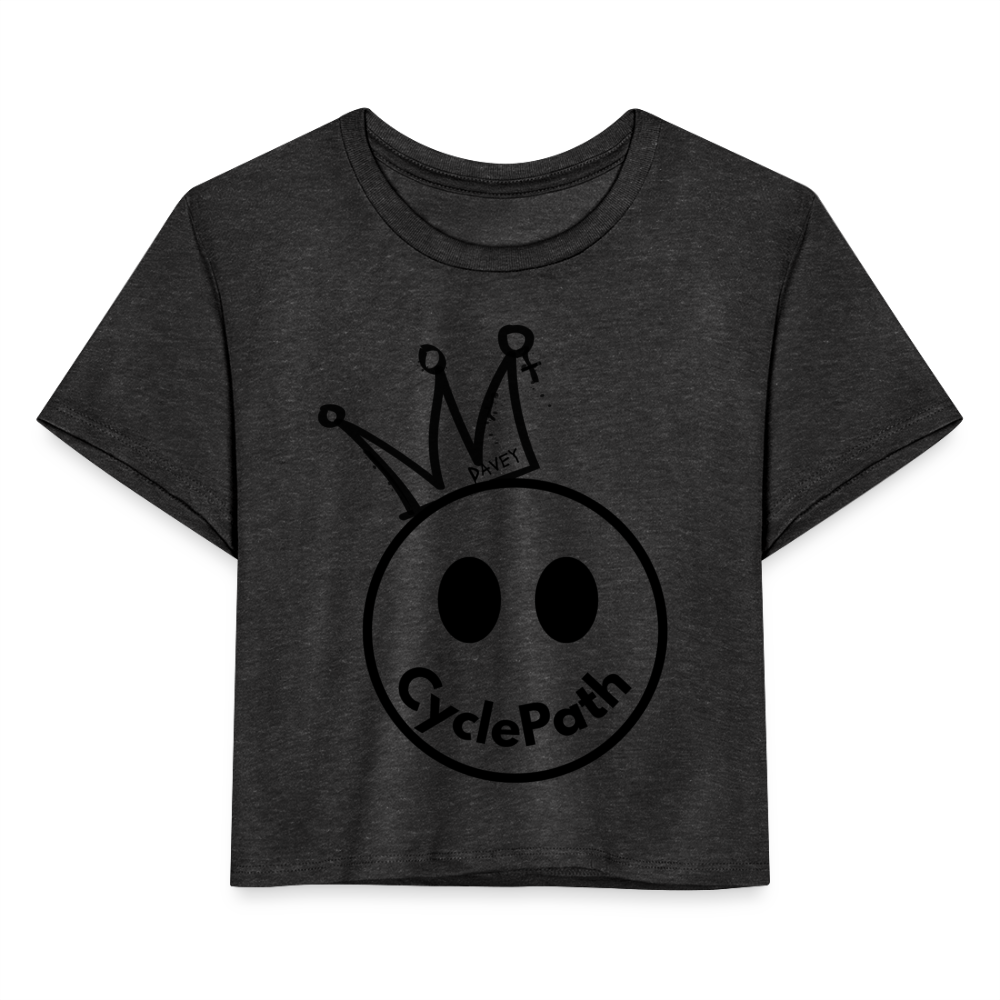 CyclePath "Smiles 4 Miles" Women's Cropped T-Shirt - deep heather