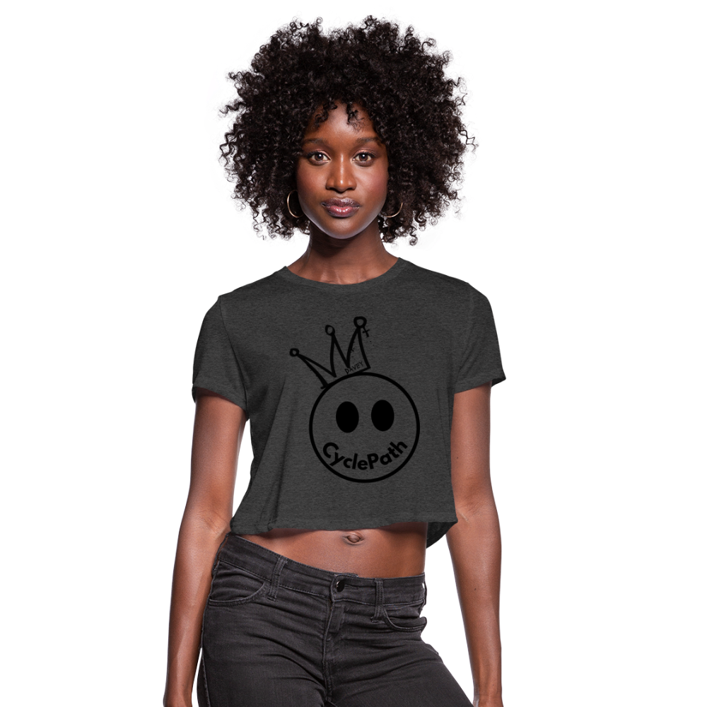 CyclePath "Smiles 4 Miles" Women's Cropped T-Shirt - deep heather