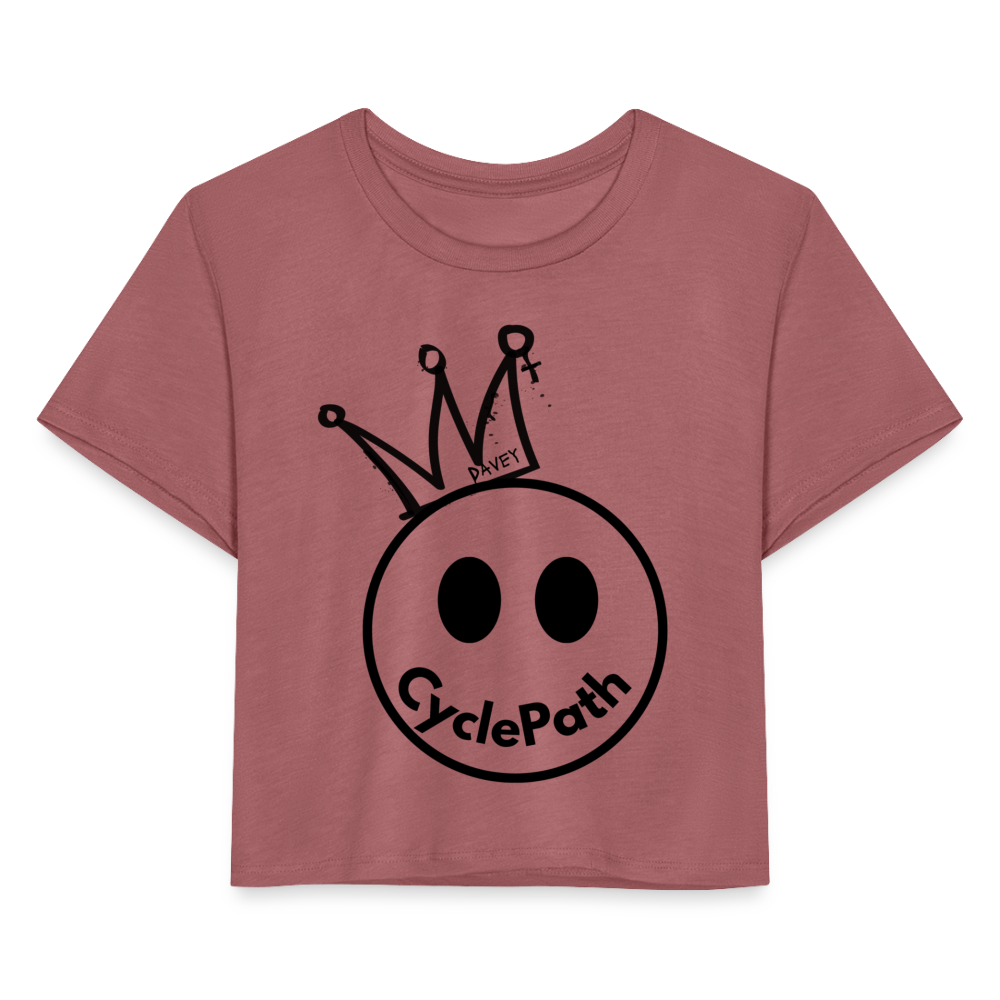CyclePath "Smiles 4 Miles" Women's Cropped T-Shirt - mauve