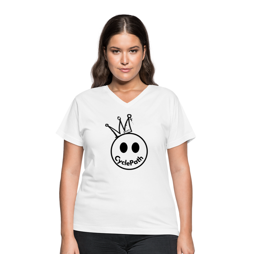 CyclePath "Smiles 4 Miles" Women's V-Neck T-Shirt - white
