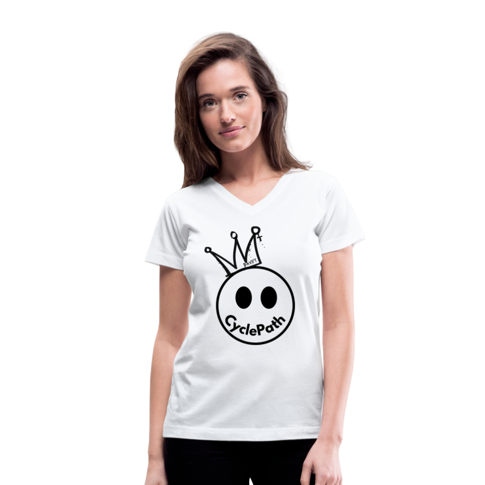 CyclePath "Smiles 4 Miles" Women's V-Neck T-Shirt - white