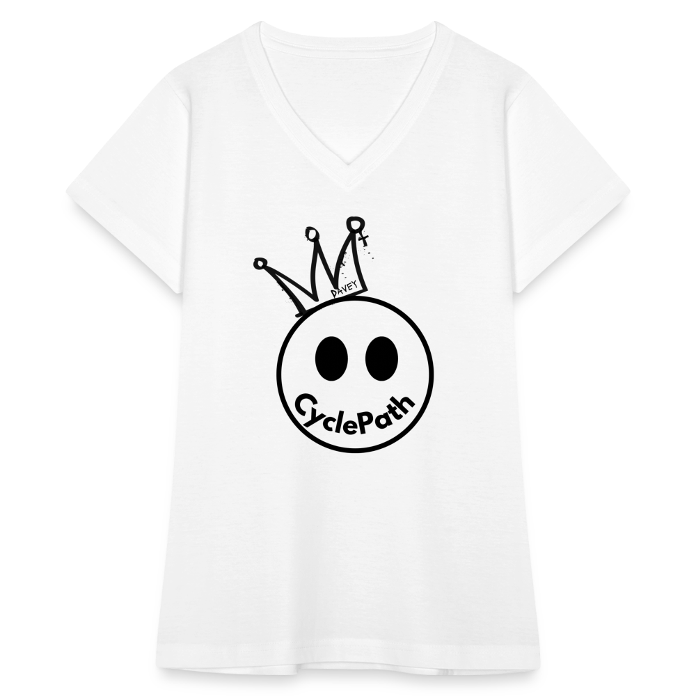 CyclePath "Smiles 4 Miles" Women's V-Neck T-Shirt - white