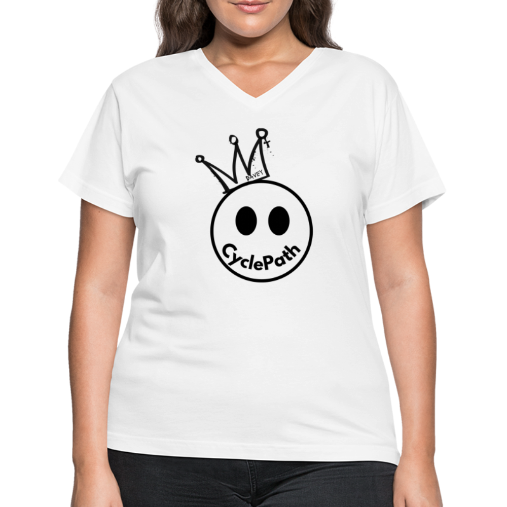 CyclePath "Smiles 4 Miles" Women's V-Neck T-Shirt - white