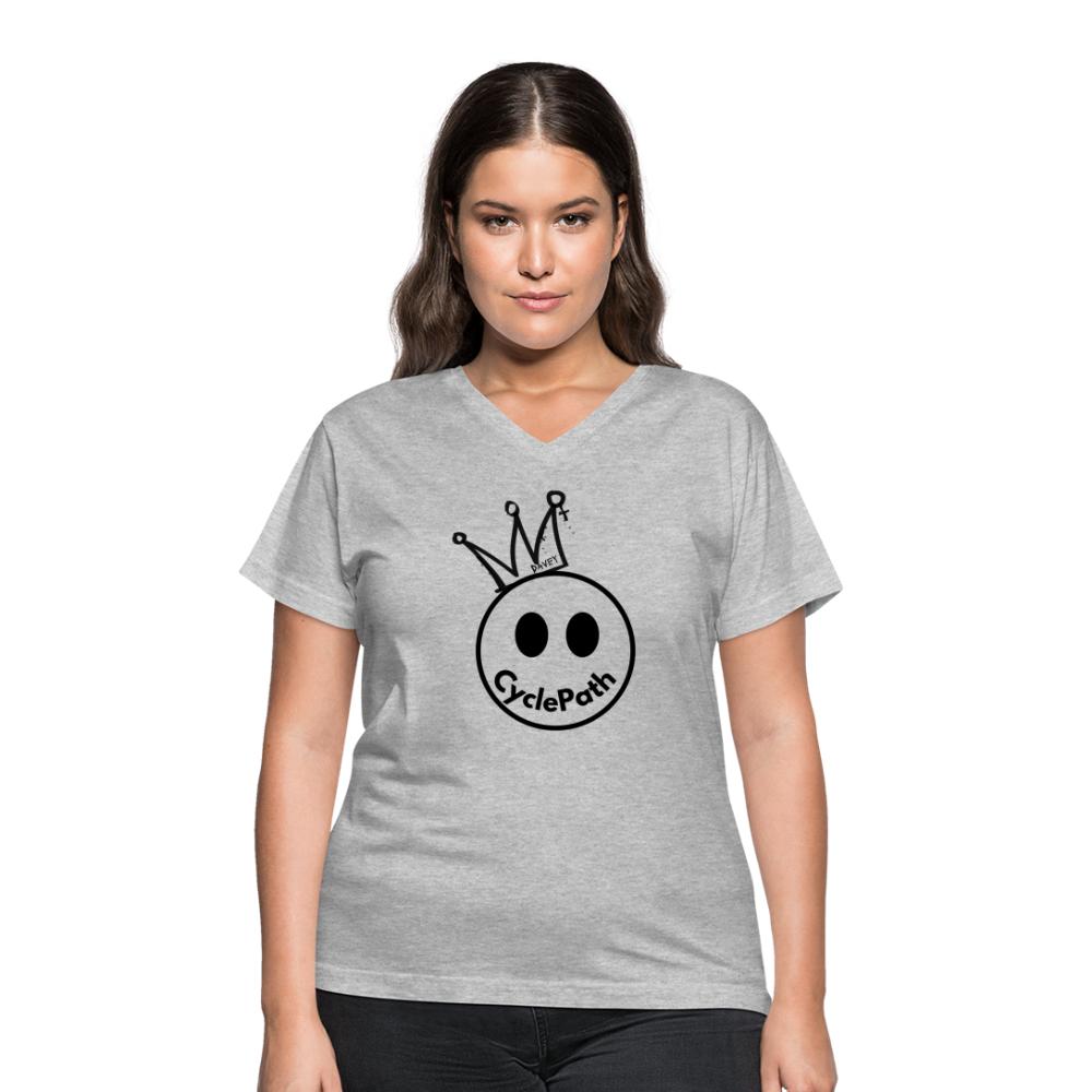 CyclePath "Smiles 4 Miles" Women's V-Neck T-Shirt - gray