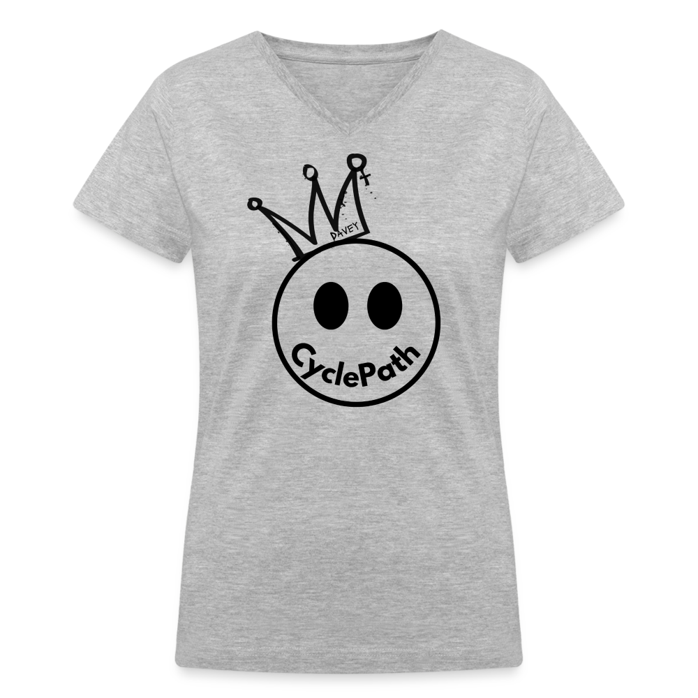 CyclePath "Smiles 4 Miles" Women's V-Neck T-Shirt - gray