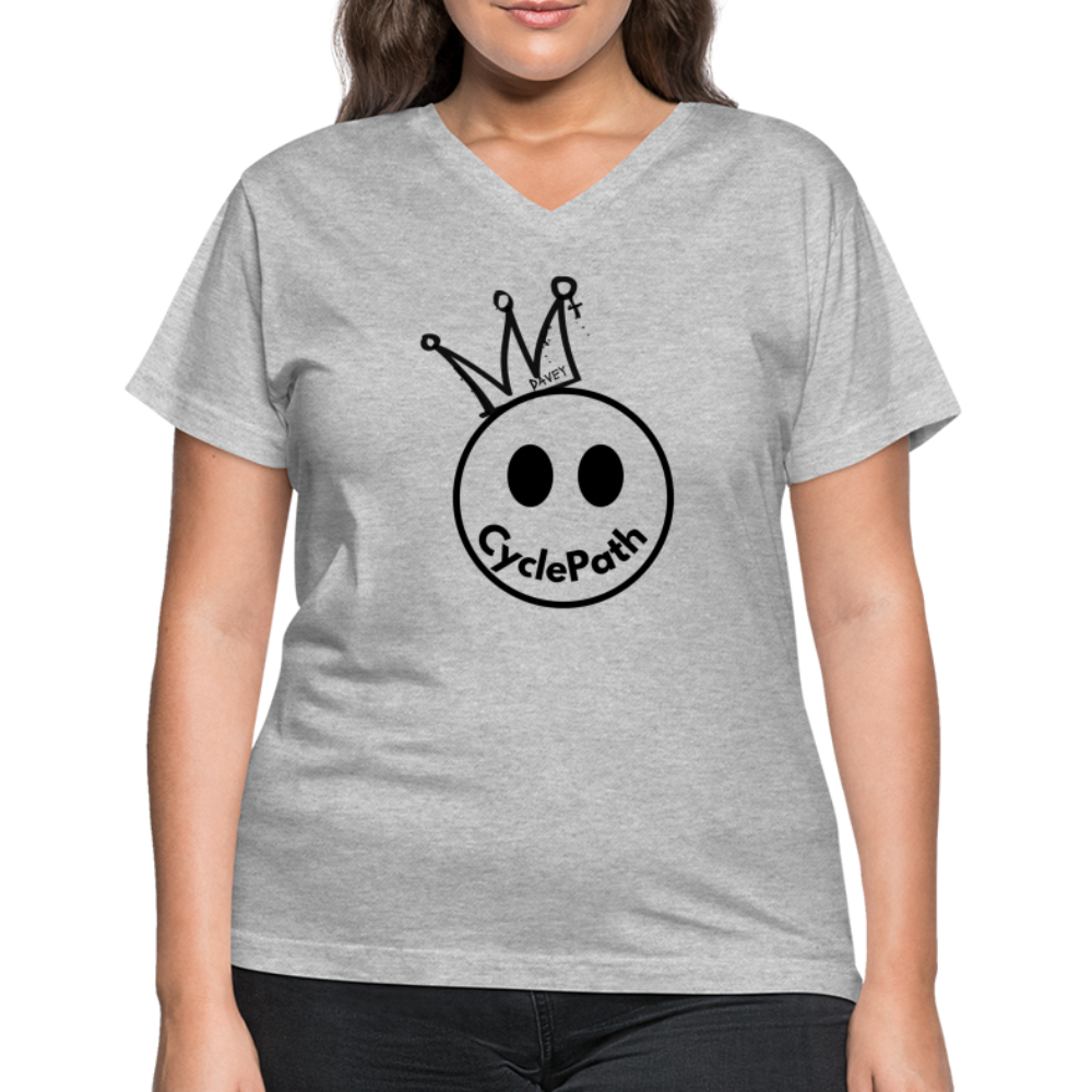 CyclePath "Smiles 4 Miles" Women's V-Neck T-Shirt - gray