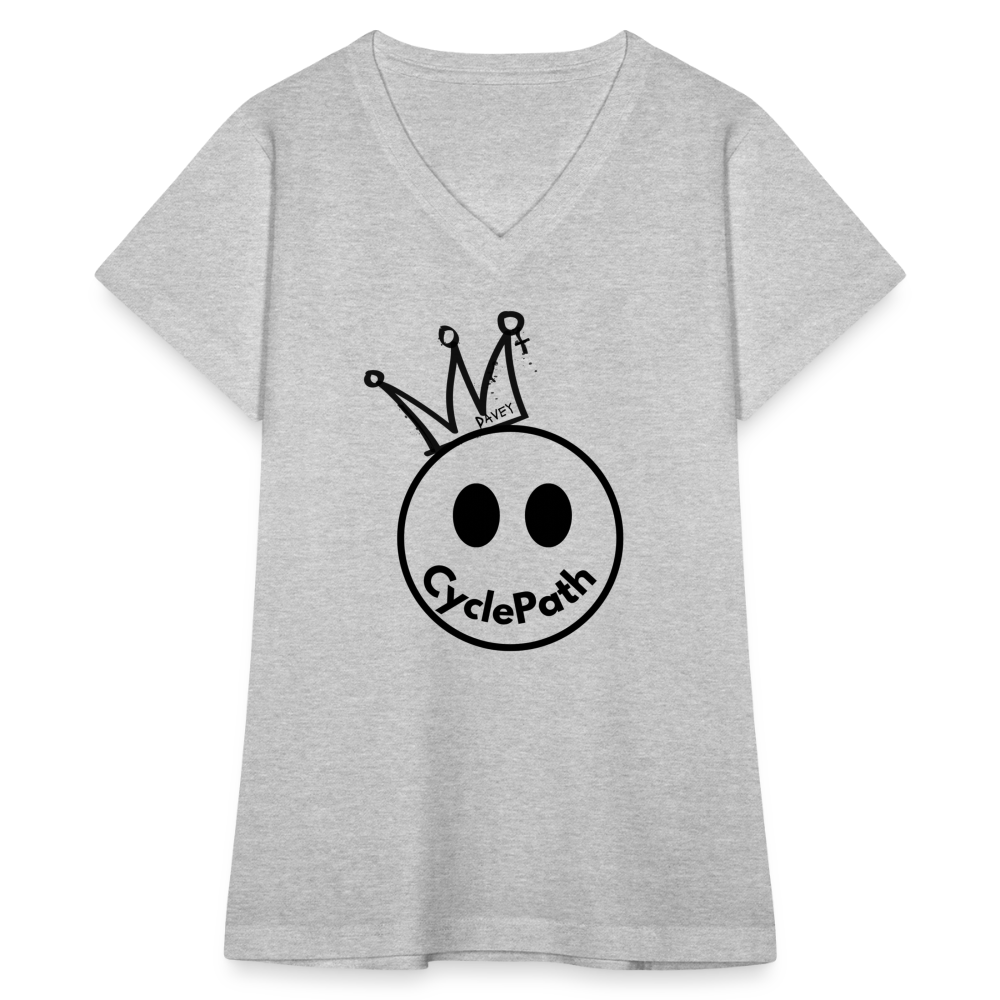 CyclePath "Smiles 4 Miles" Women's V-Neck T-Shirt - gray