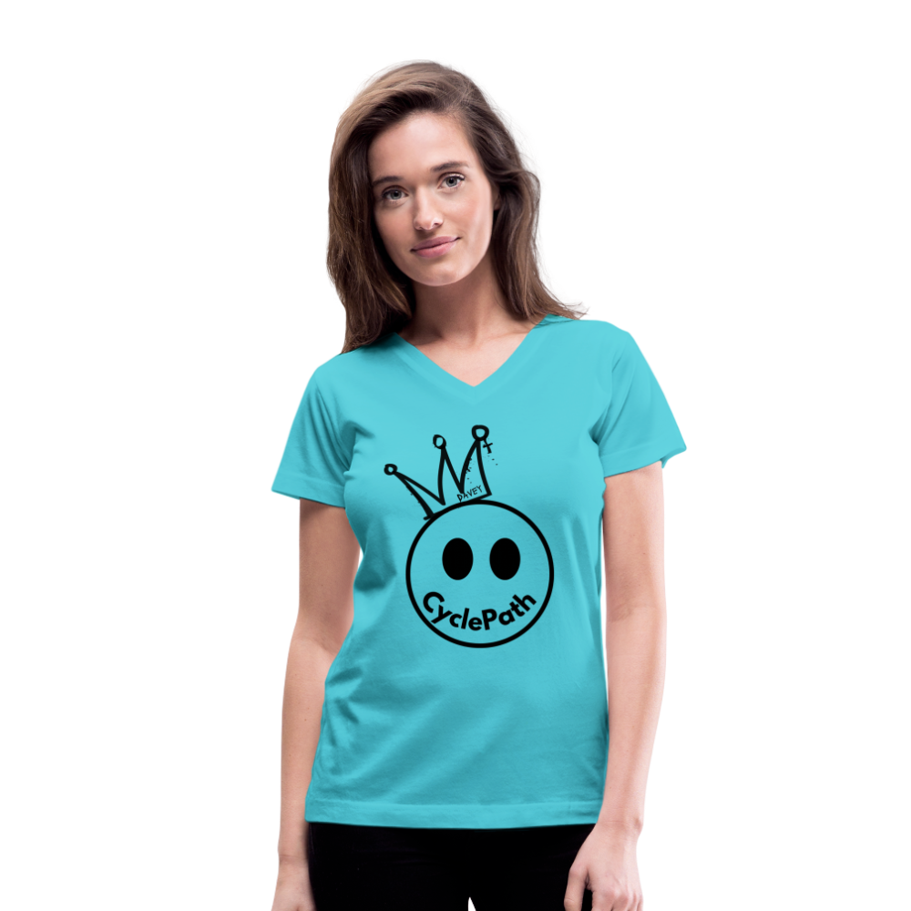 CyclePath "Smiles 4 Miles" Women's V-Neck T-Shirt - aqua