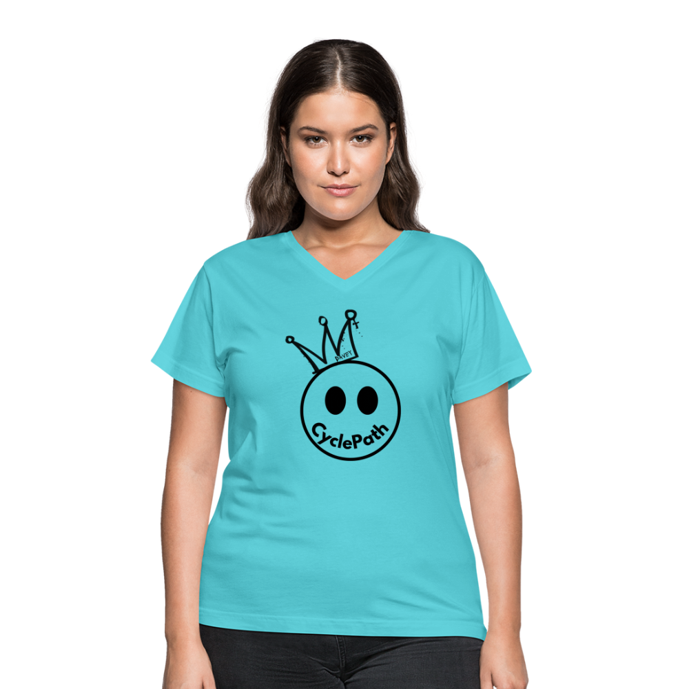 CyclePath "Smiles 4 Miles" Women's V-Neck T-Shirt - aqua