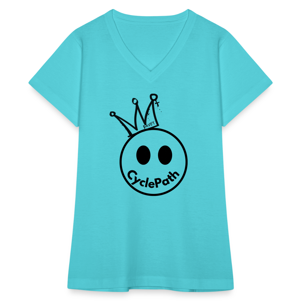 CyclePath "Smiles 4 Miles" Women's V-Neck T-Shirt - aqua