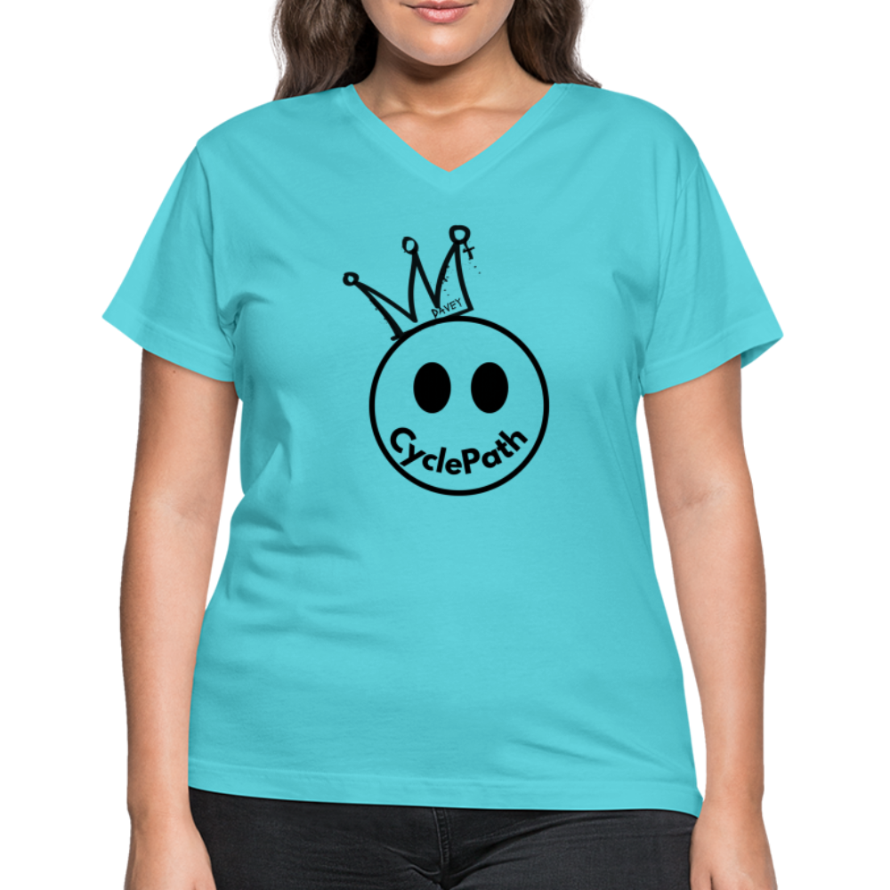 CyclePath "Smiles 4 Miles" Women's V-Neck T-Shirt - aqua