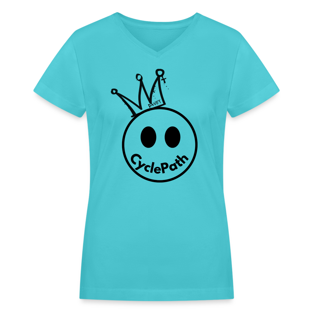CyclePath "Smiles 4 Miles" Women's V-Neck T-Shirt - aqua