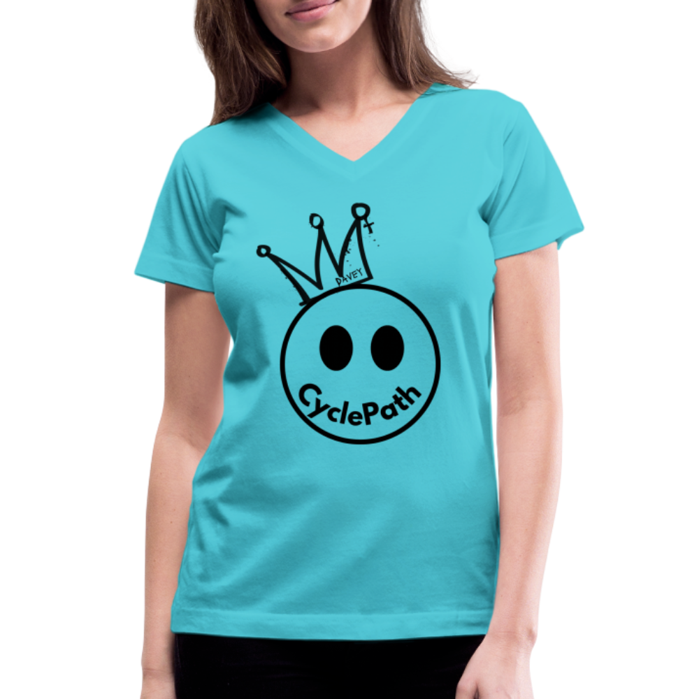 CyclePath "Smiles 4 Miles" Women's V-Neck T-Shirt - aqua