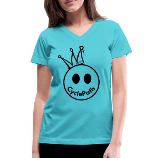 CyclePath "Smiles 4 Miles" Women's V-Neck T-Shirt - aqua
