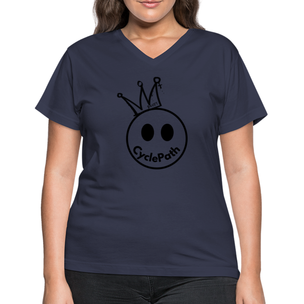 CyclePath "Smiles 4 Miles" Women's V-Neck T-Shirt - navy