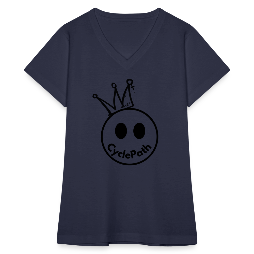 CyclePath "Smiles 4 Miles" Women's V-Neck T-Shirt - navy