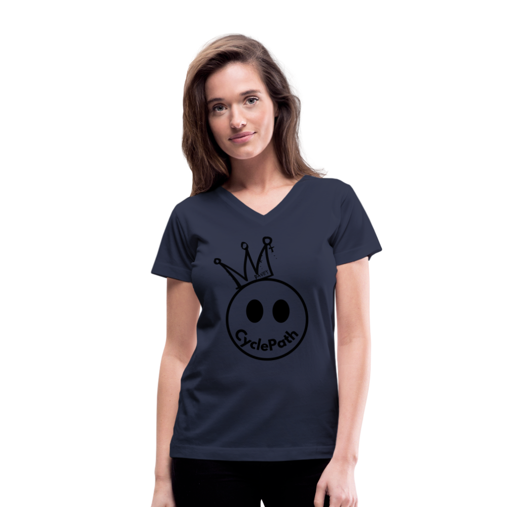 CyclePath "Smiles 4 Miles" Women's V-Neck T-Shirt - navy