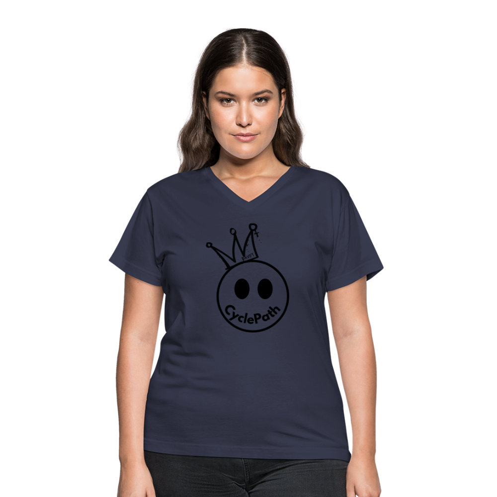 CyclePath "Smiles 4 Miles" Women's V-Neck T-Shirt - navy
