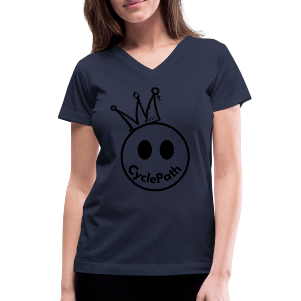 CyclePath "Smiles 4 Miles" Women's V-Neck T-Shirt - navy