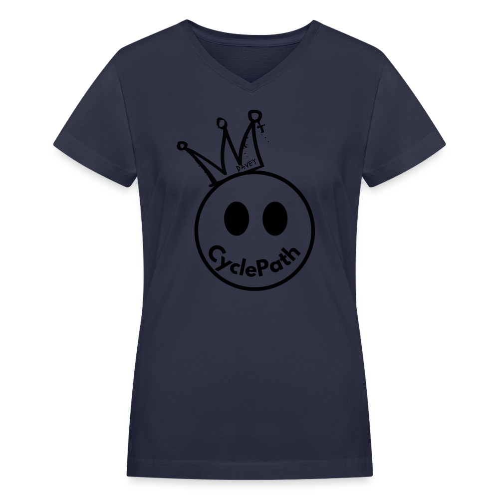 CyclePath "Smiles 4 Miles" Women's V-Neck T-Shirt - navy