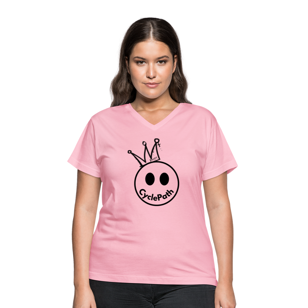 CyclePath "Smiles 4 Miles" Women's V-Neck T-Shirt - pink