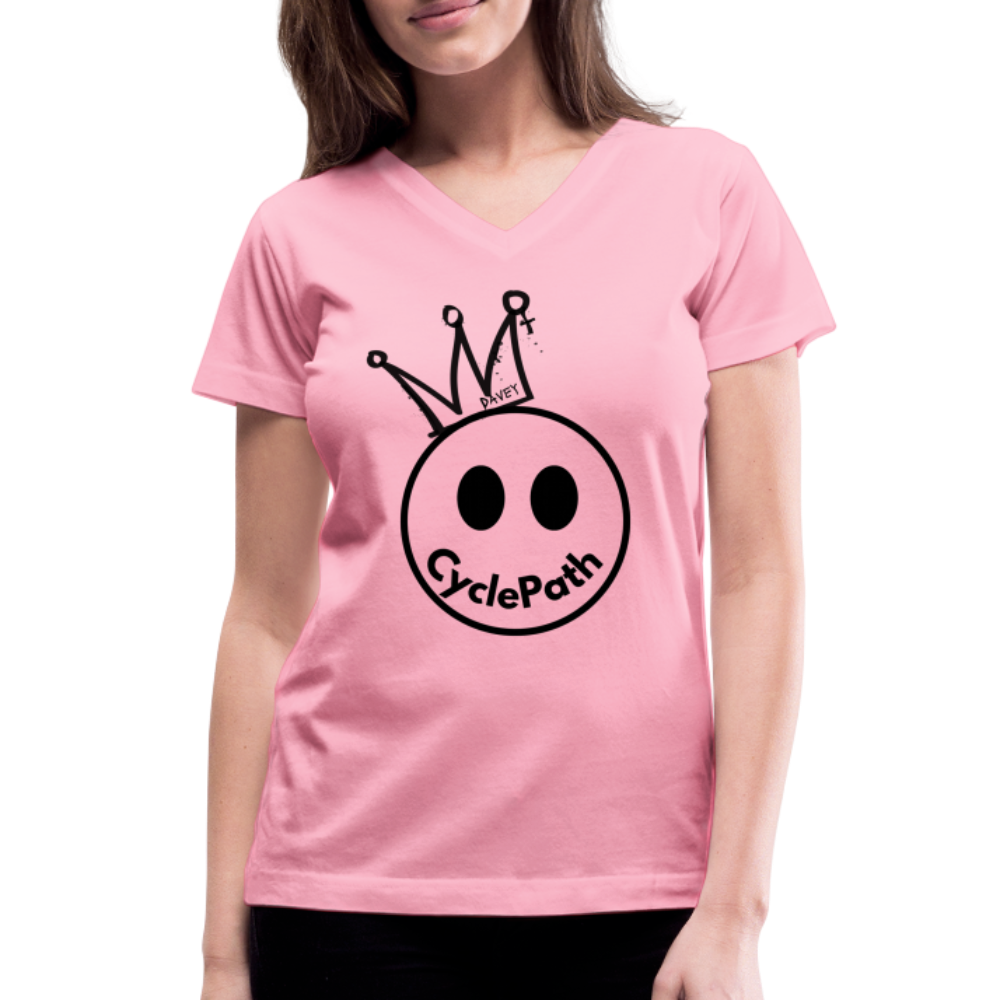 CyclePath "Smiles 4 Miles" Women's V-Neck T-Shirt - pink