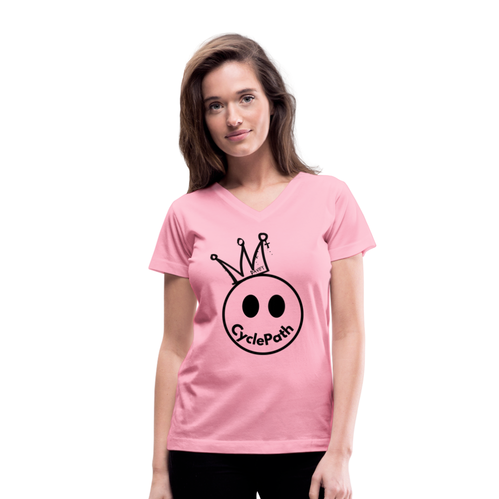 CyclePath "Smiles 4 Miles" Women's V-Neck T-Shirt - pink