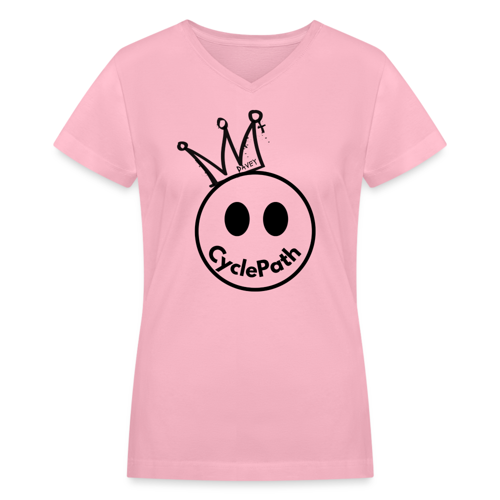 CyclePath "Smiles 4 Miles" Women's V-Neck T-Shirt - pink